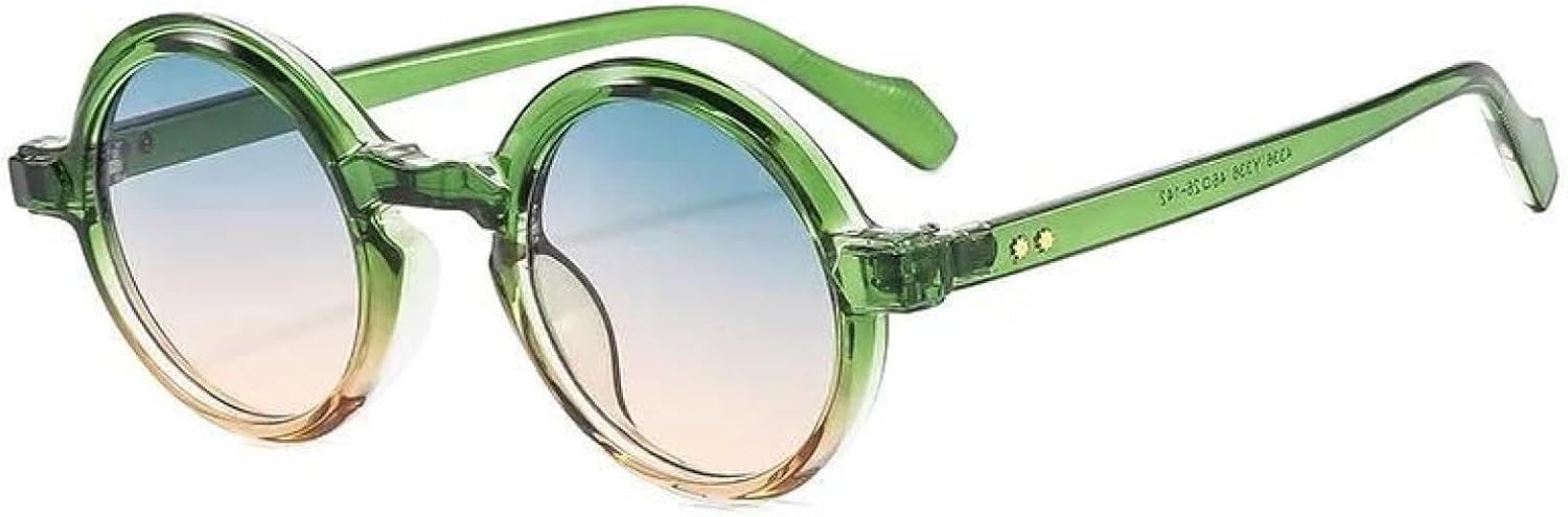 

Ретро круглые панк-солнцезащитные очки для женщин, модные двухцветные градиентные очки для мужчин, с заклепками, защита от УФ-излучения UV400 TVTBBVV, Green Tea Gradient