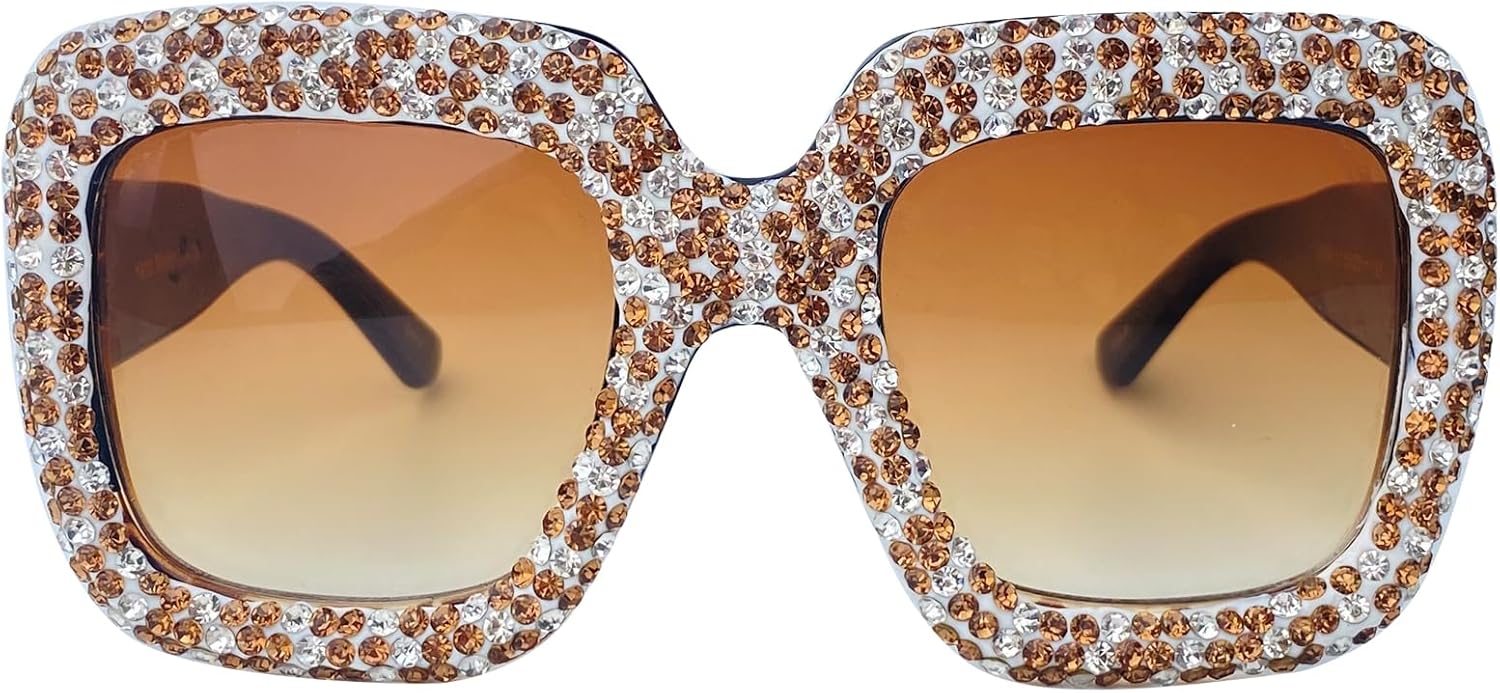 

Модные квадратные солнцезащитные очки с бриллиантами для женщин, блестящие, со стразами, для вечеринок, модные женские солнцезащитные очки в стиле панк с градиентом mincl, Brown