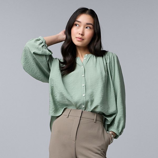 

Блузка с присборенными рукавами-фонариками Simply Vera Vera Wang, Chadwick Green