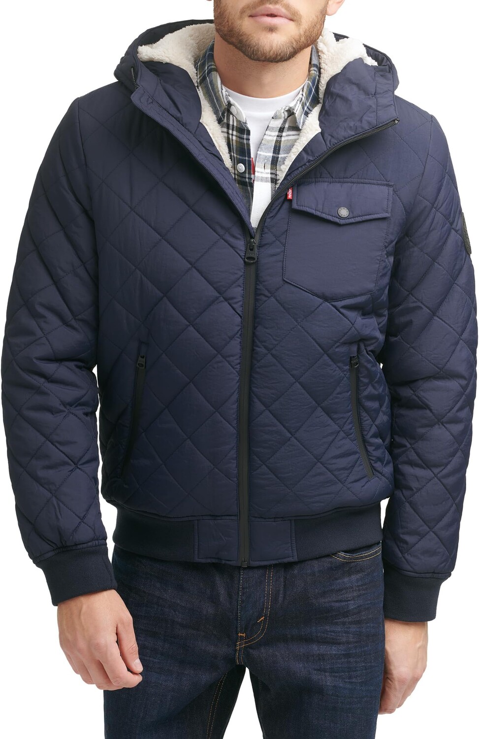 

Куртка Levi's Diamond Quilted Bomber with Sherpa Lined Hood, темно-синий
