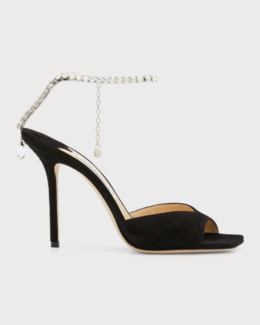 Замшевые сандалии Saeda с кристаллами и ремешком на щиколотке Jimmy Choo
