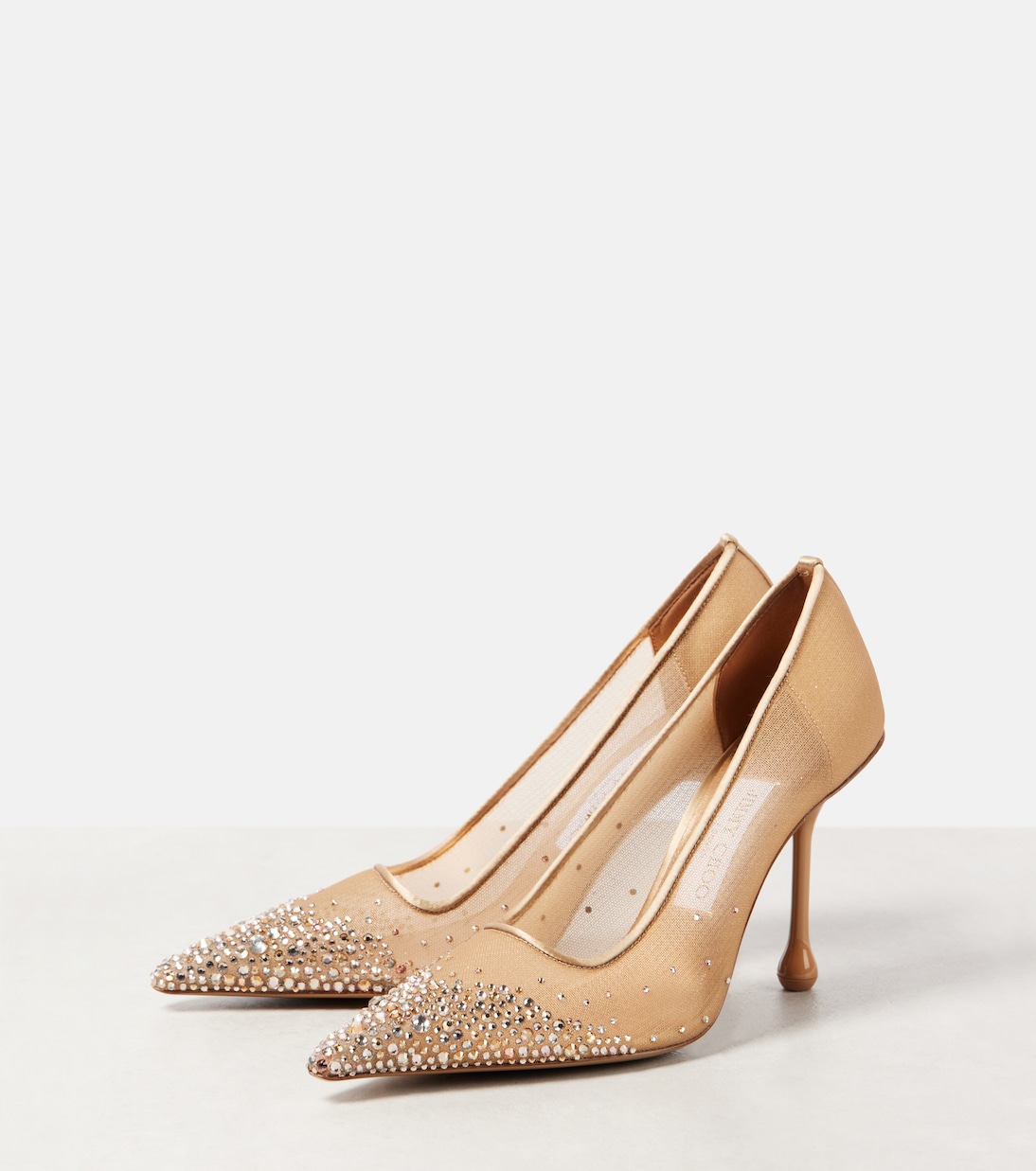 Туфли-лодочки Ixia 95 с декором из сетки Jimmy Choo, Light Bronze Mix — фото 4
