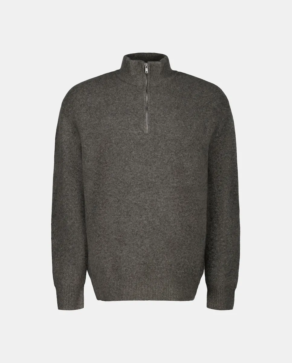 

Мужской джемпер с полузастежкой на молнию, высокого качества, из смеси шерсти с мягкой отделкой Green Coast, экрю