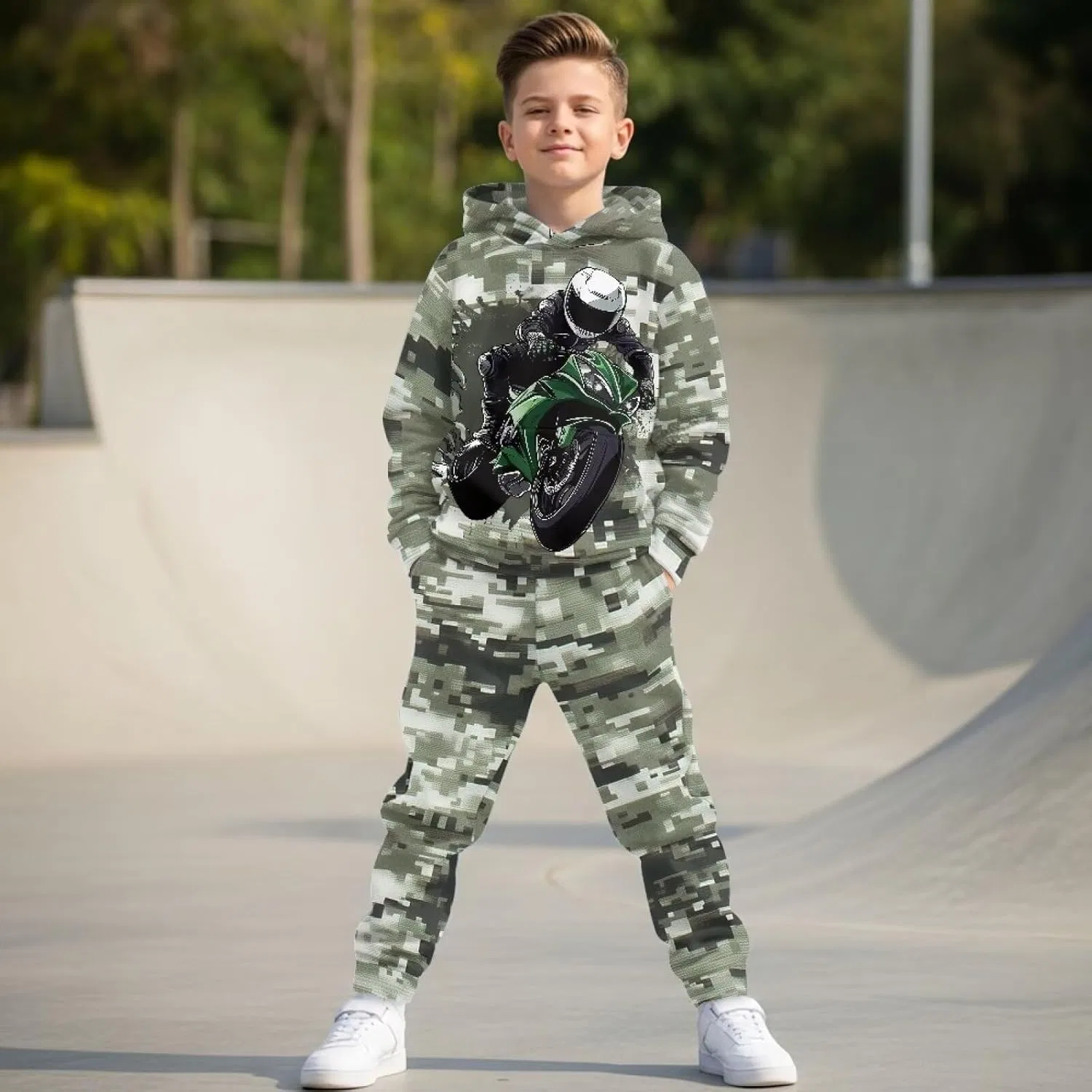 Детский спортивный костюм с камуфляжным принтом DISNIMO, Camo Motorcycle — фото 3
