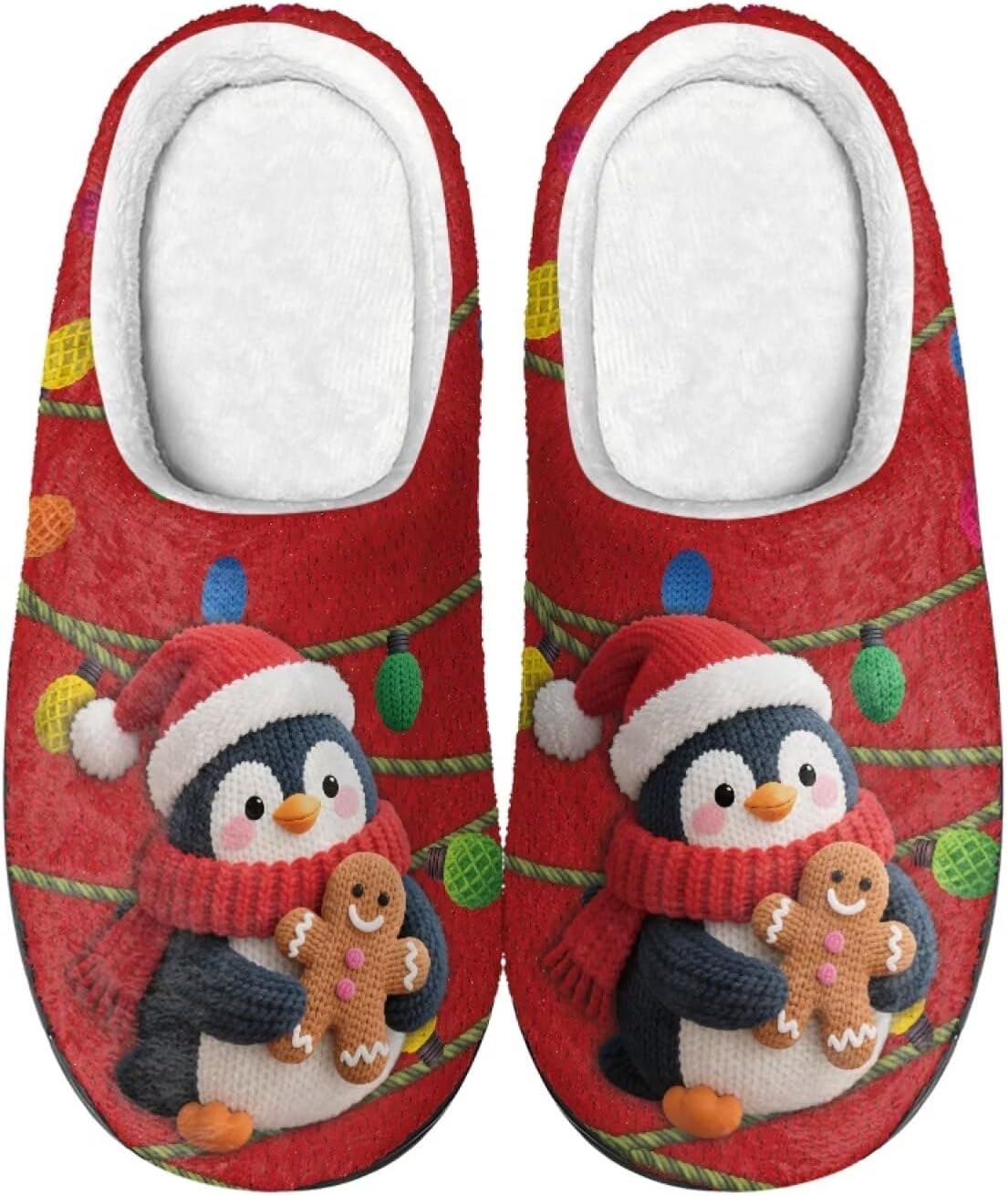 

Уютные тапочки, мягкие и удобные, с нескользящей подошвой, для женщин и мужчин, домашняя обувь, обувь для спальни Cadowhimsy, Xmas Penguin Gingerbread Man