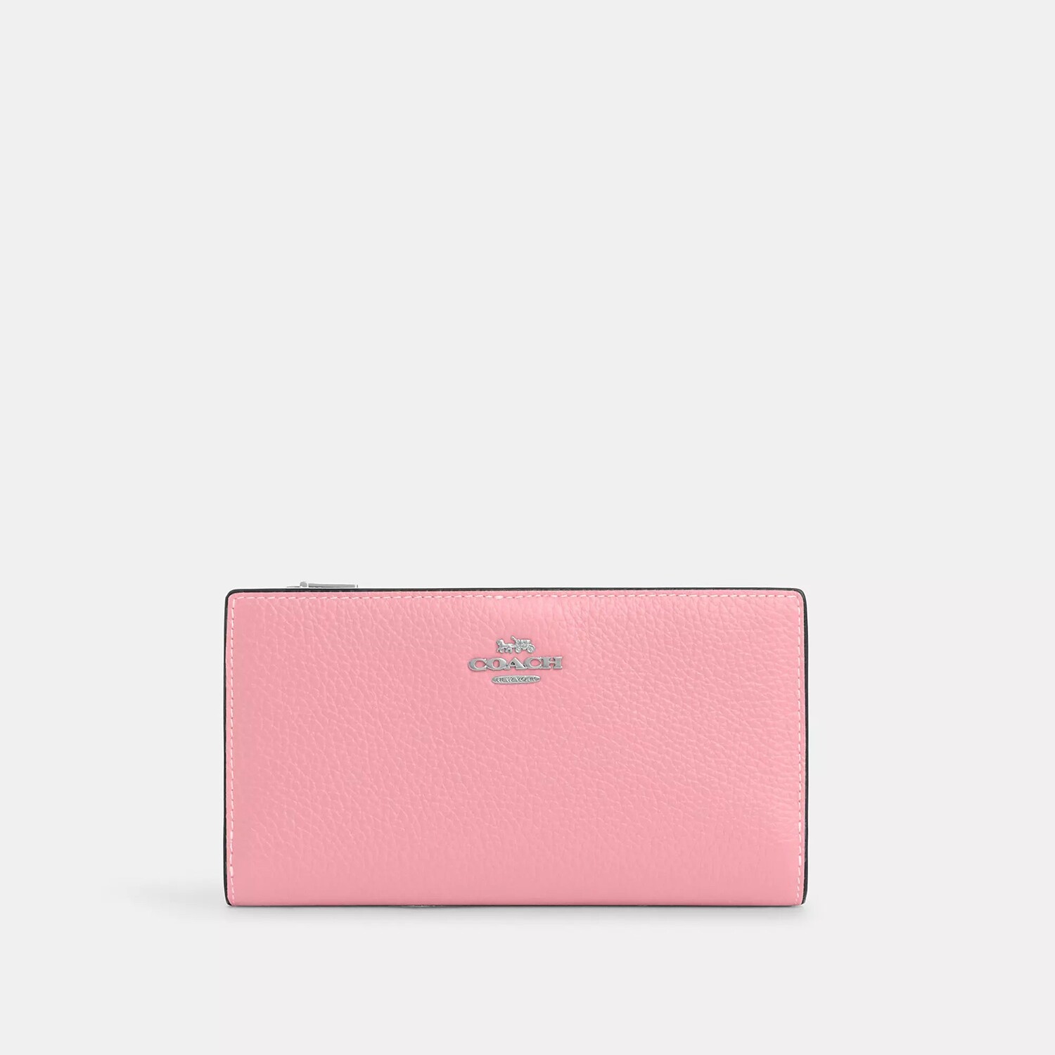 

Тонкий кошелек Coach Outlet на молнии, цвет Silver/Flower Pink