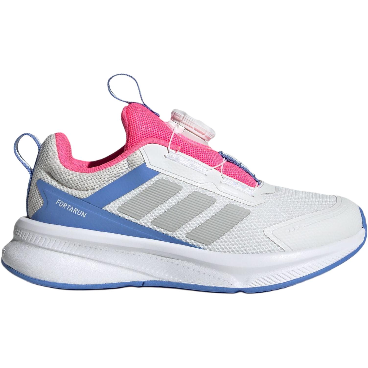 Adidas Детские кроссовки FORTARUN 4.0 с низким верхом, устойчивые к истиранию, белые, розовые, синие — фото 2