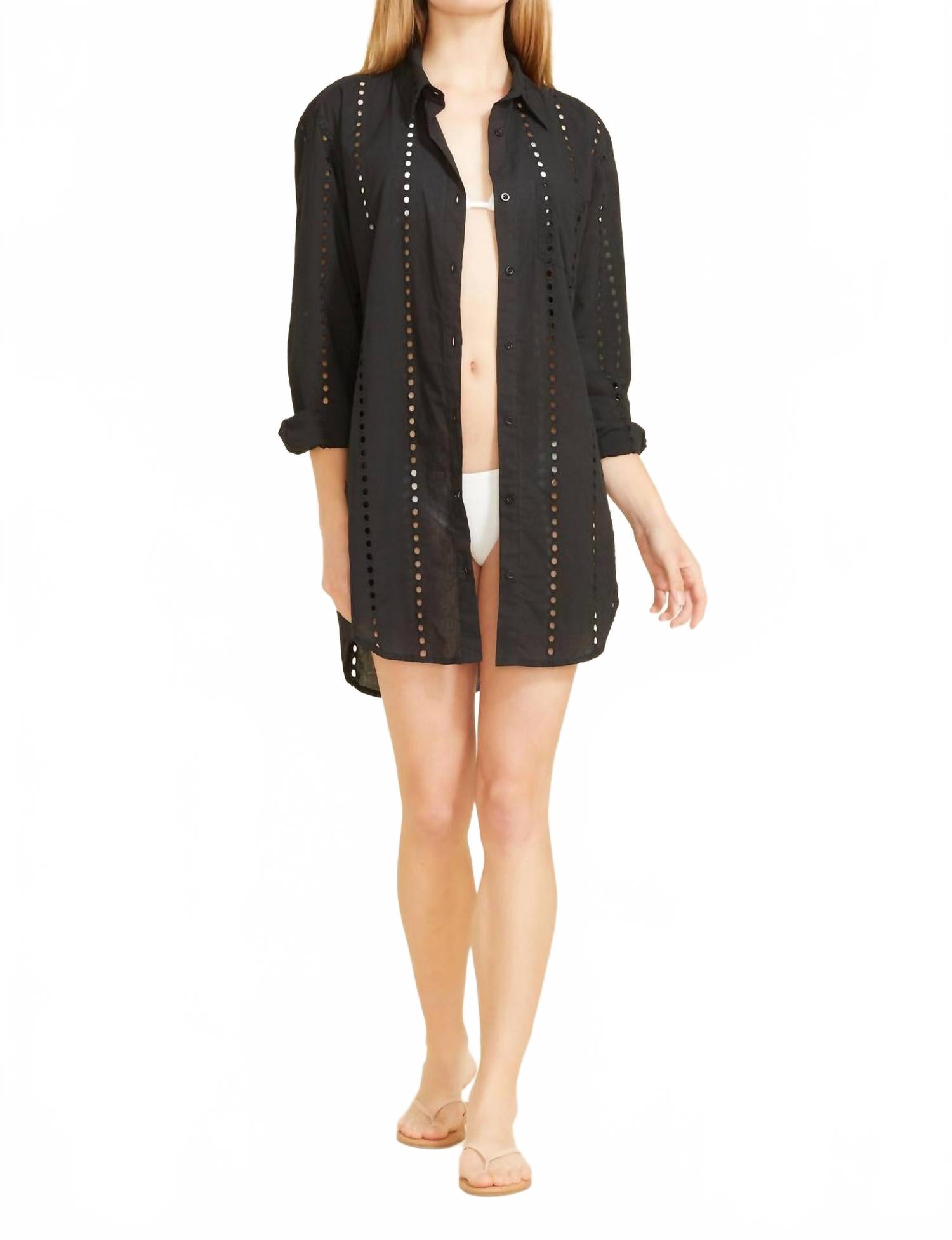 

Женское платье-рубашка черное Sitano