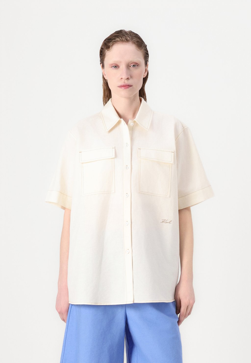 

Блузка на пуговицах BLOUSE KARL LAGERFELD, кремовый