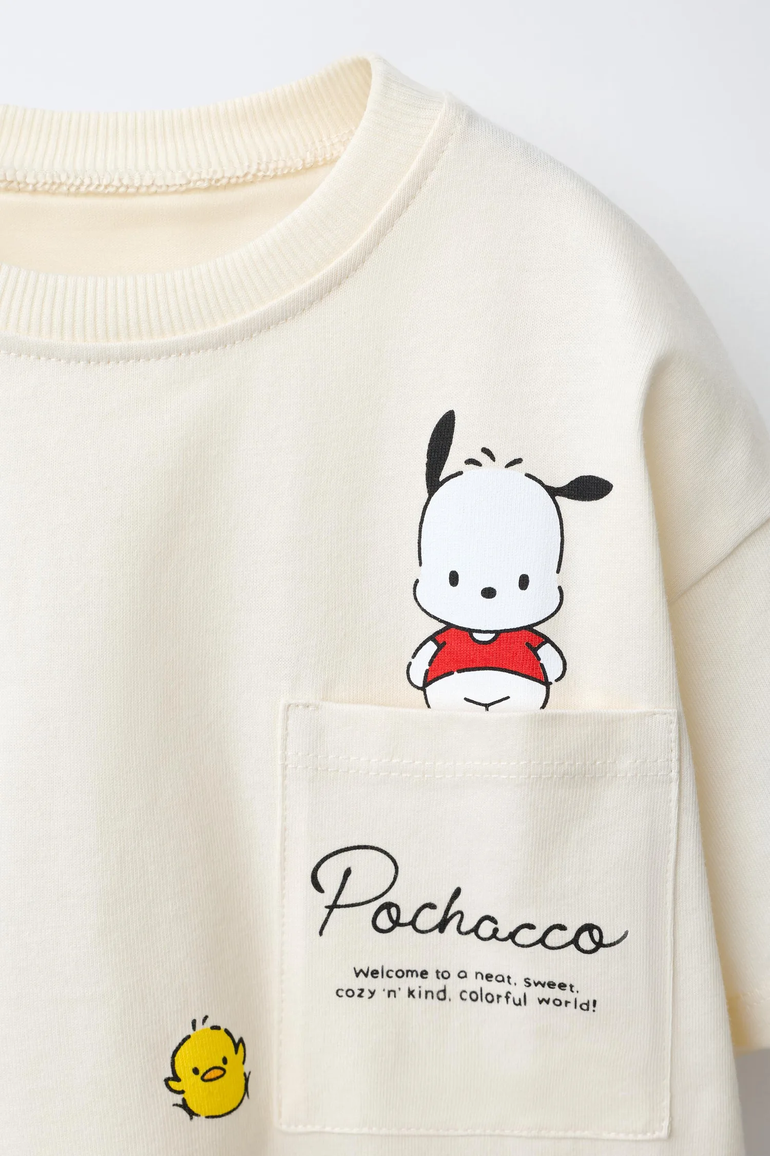 Футболка с карманом pochacco sanrio Zara, белый — фото 3