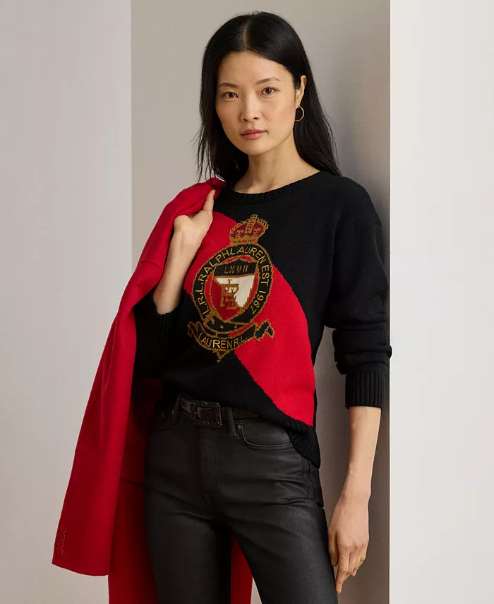

Женский свитер с цветными блоками Lauren Ralph Lauren, черный