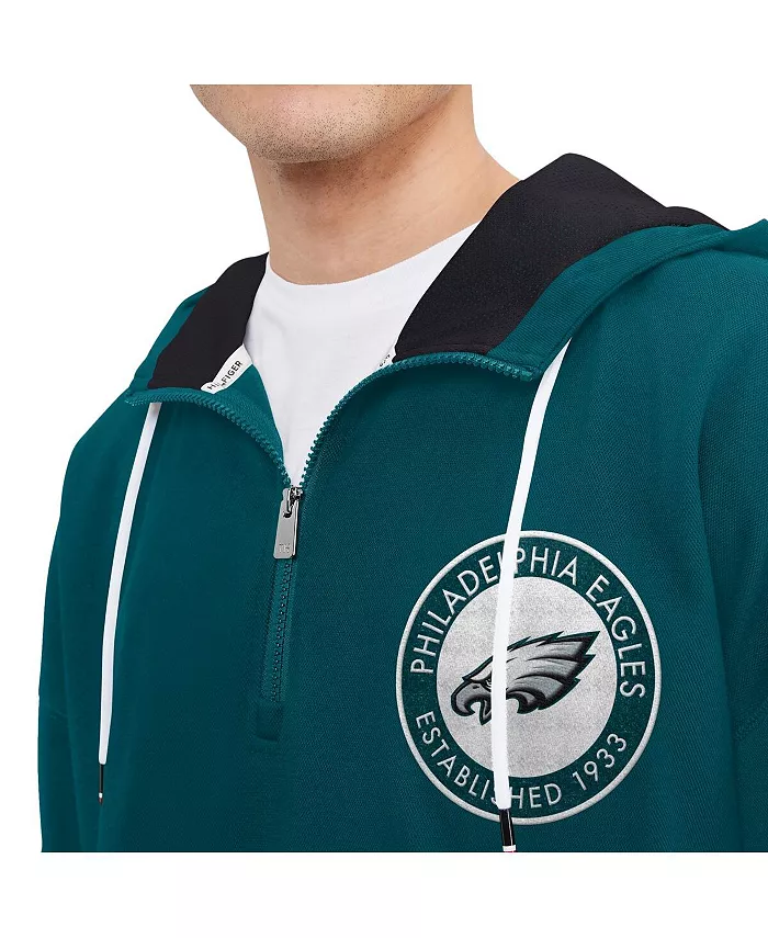Мужская толстовка Philadelphia Eagles Aaron с молнией на четверть, цвет Midnight Green Tommy Hilfiger — фото 3
