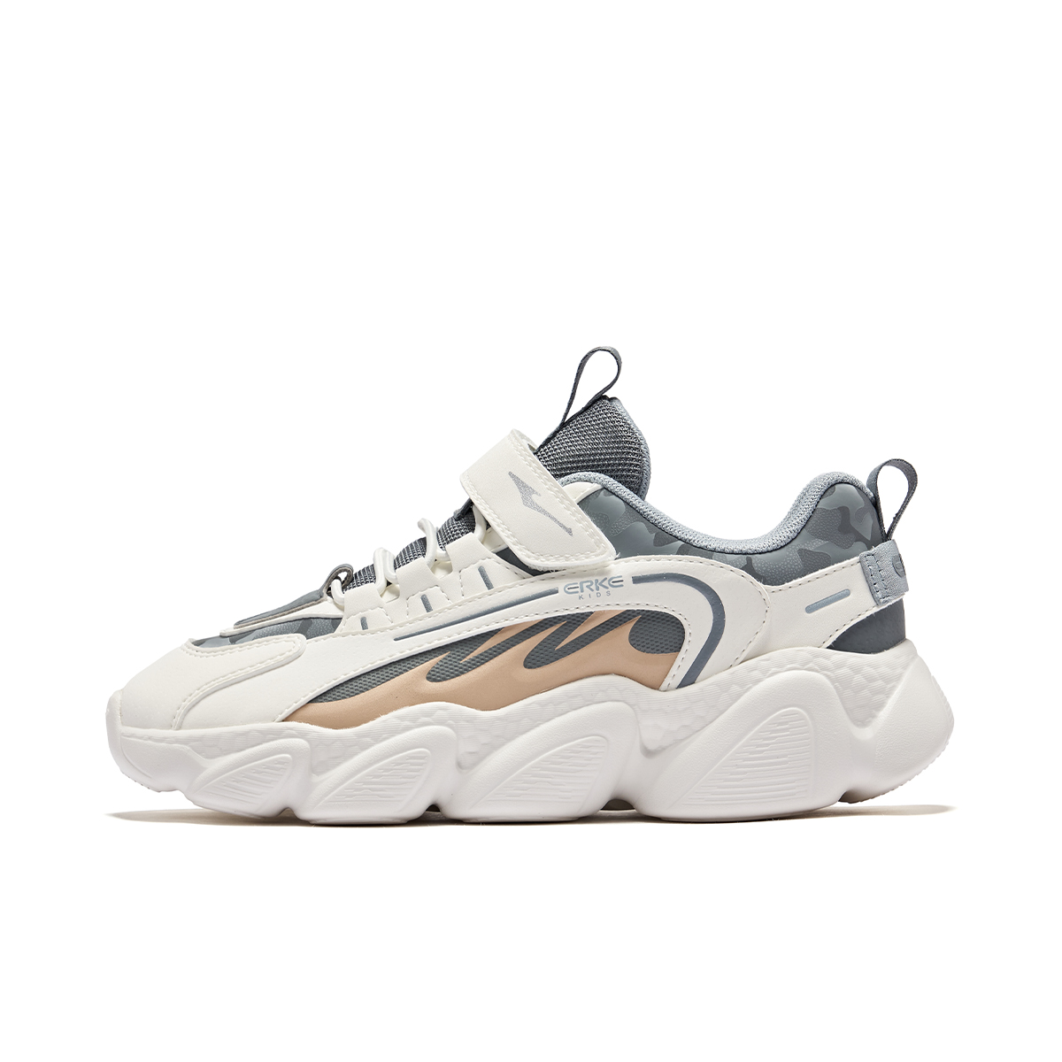 

ERKE KIDS Детские повседневные кроссовки низкие soufflé нескользящие амортизирующие устойчивые к истиранию microcrystal white/cool gray