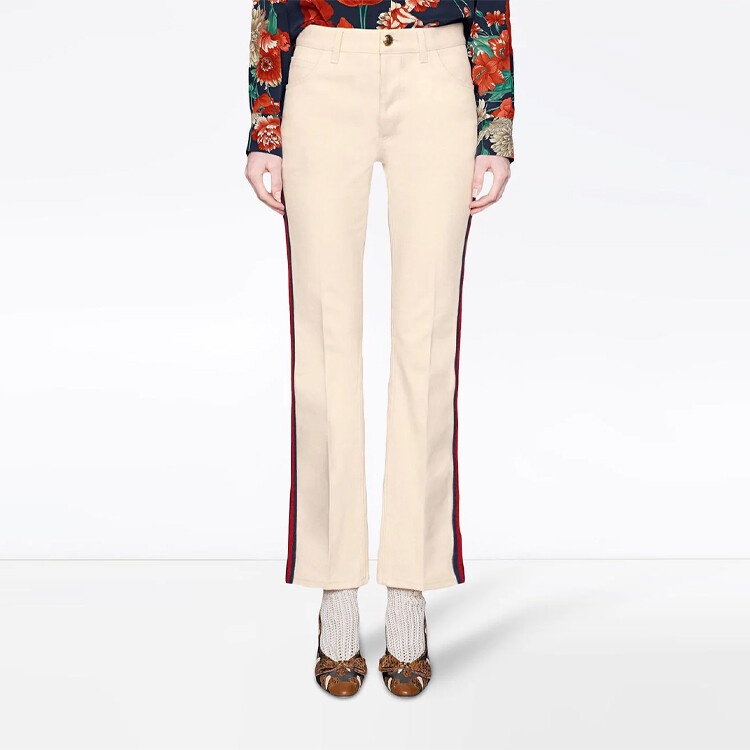 Женские джинсы Gucci оригинальные, премиальное качество, цвет слоновая кость — фото 2