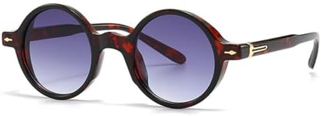 

Ретро круглые панк-солнцезащитные очки для женщин, модные градиентные оттенки, защита от УФ-излучения UV400, мужские солнцезащитные очки с заклепками MTZJH, Leopard Grey