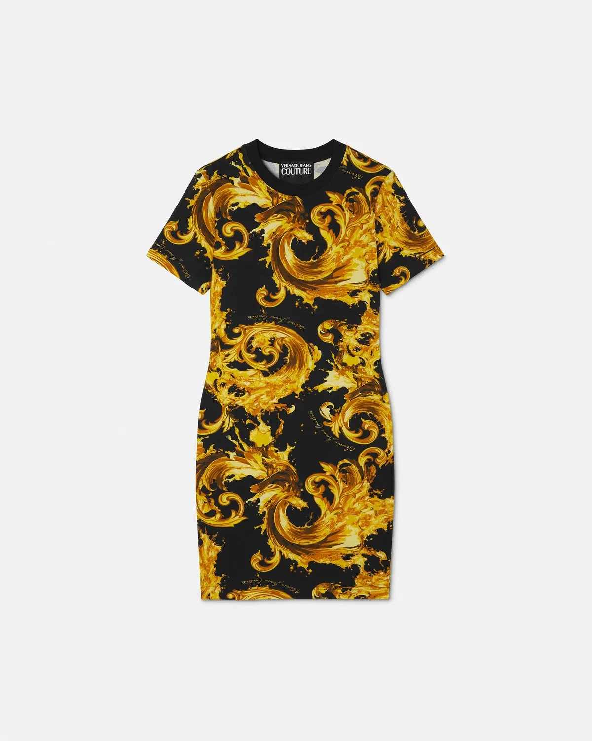 Хлопковое трикотажное миди-платье с принтом VERSACE, черный