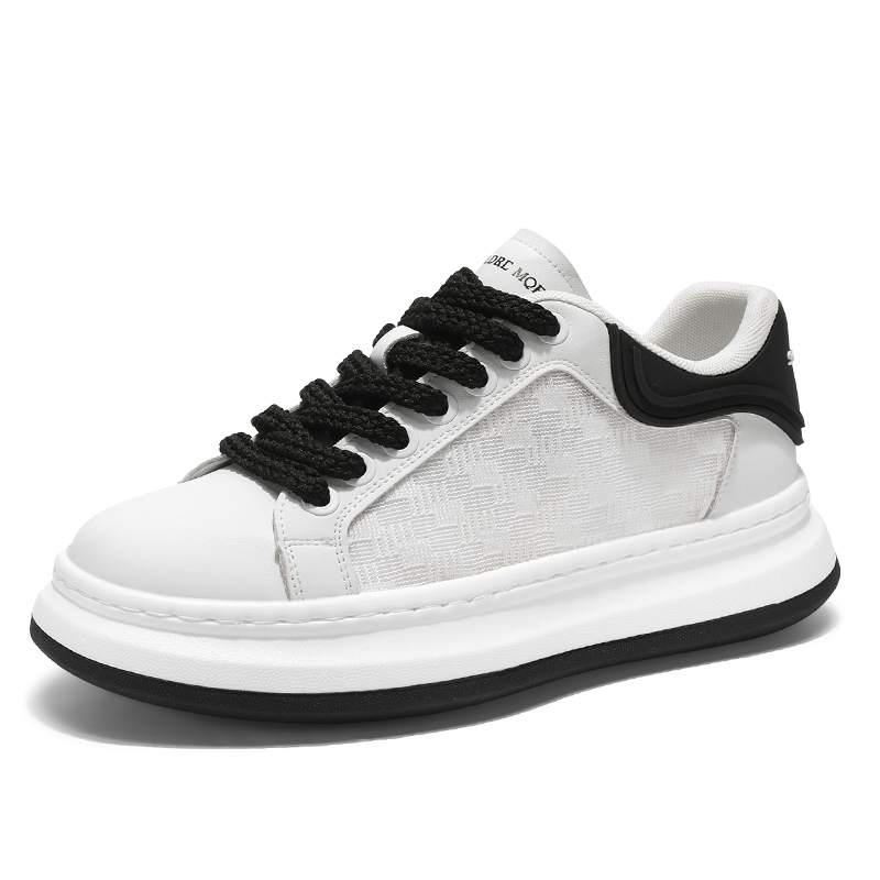 

GOBLIN SHARKS 1759 Скользоустойчивые амортизирующие износостойкие дышащие низкие скейтерские кроссовки мужские бело-черные, цвет White Black