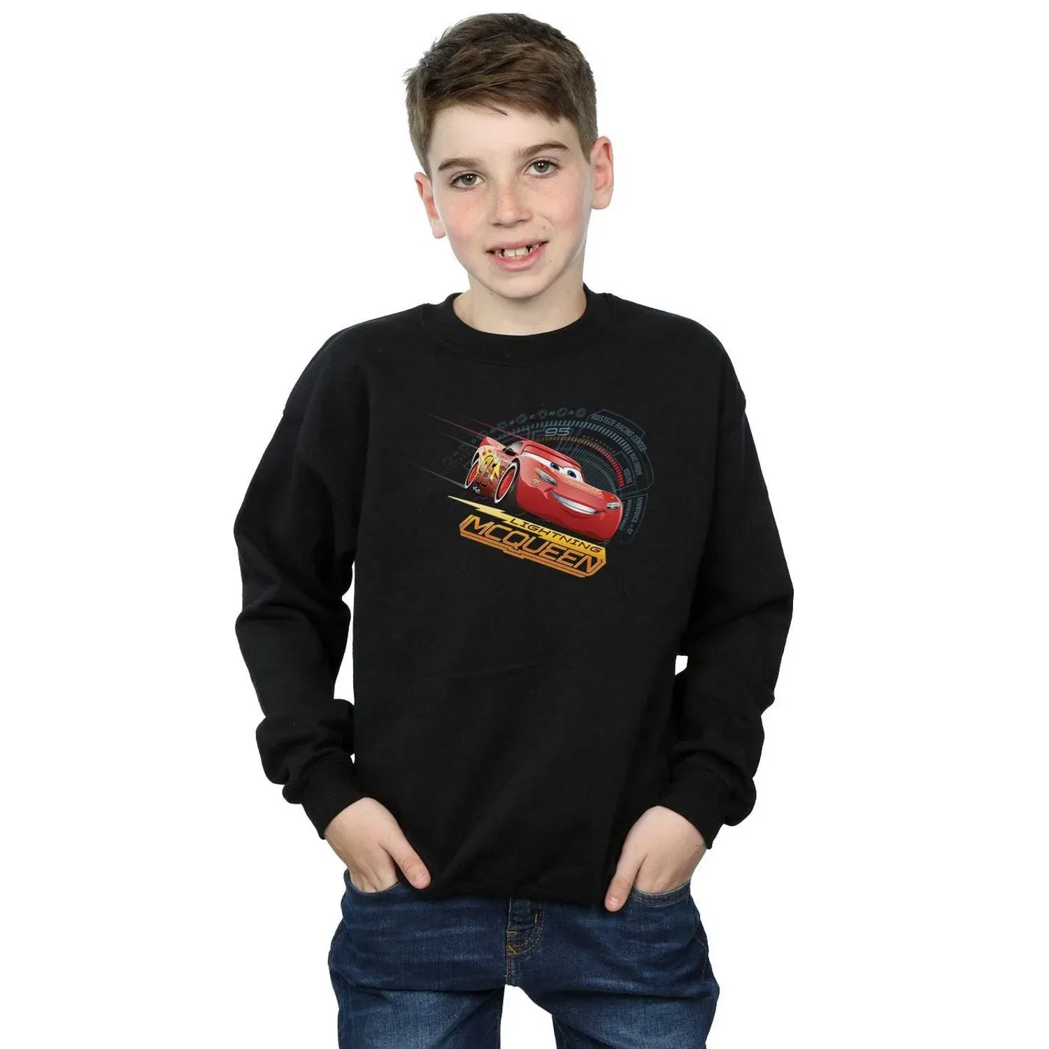 Детский свитшот с принтом Lightning McQueen Disney, черный