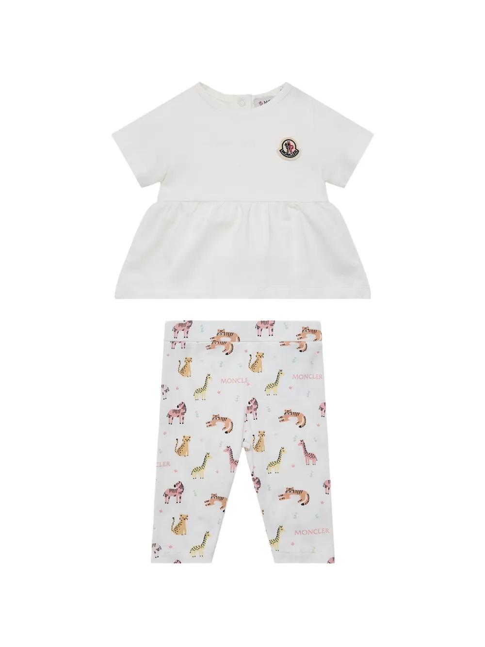 

Комплект с брюками с анималистичным принтом Moncler Enfant, белый