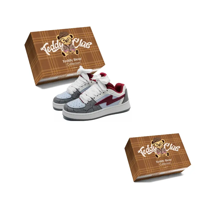 

Teddy Bear Collection Низкие скейтерские кроссовки унисекс бело-серо-красные, цвет White Gray Red