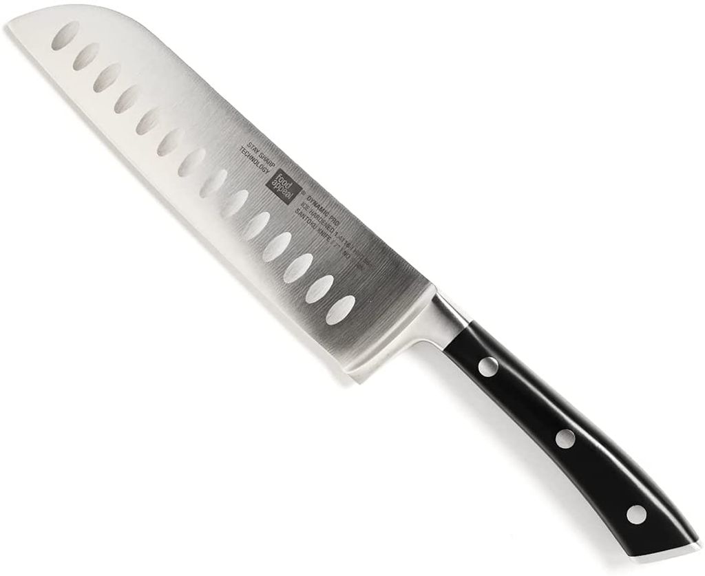 

Кулинарная привлекательность Нож Dynamic Pro Santoku 18см | тонкая резка | Нарезка кубиками | для мяса, рыбы и овощей | Нержавеющая сталь | черный | антикоррозийный | food appeal