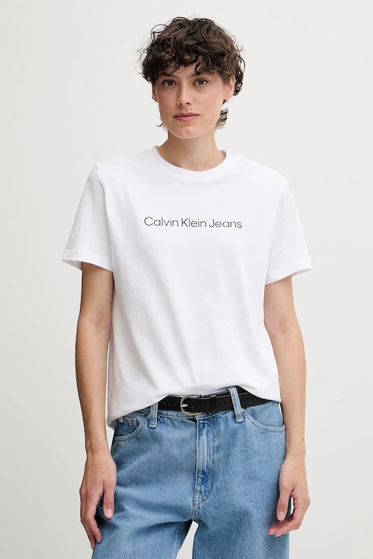

Хлопковая футболка Calvin Klein Jeans, белый