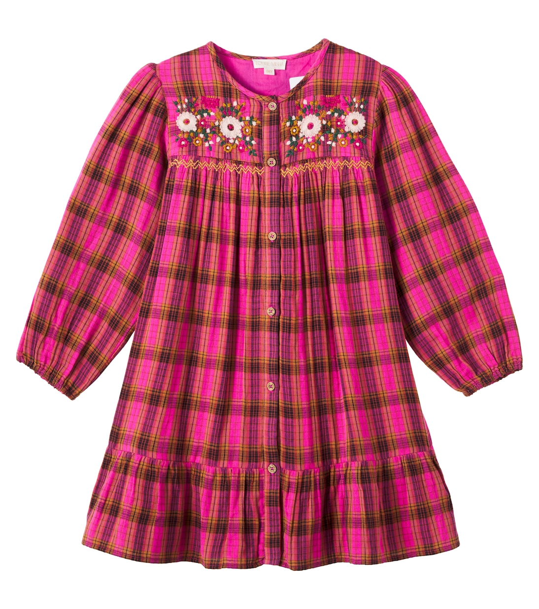 

Платье из хлопка с цветочной вышивкой в клетку Louise Misha, Pink Alpenglow Checks
