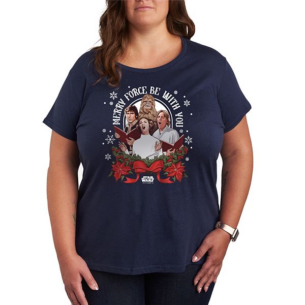 

Футболка Plus size с принтом "Merry Force Be With You" Star Wars, Navy