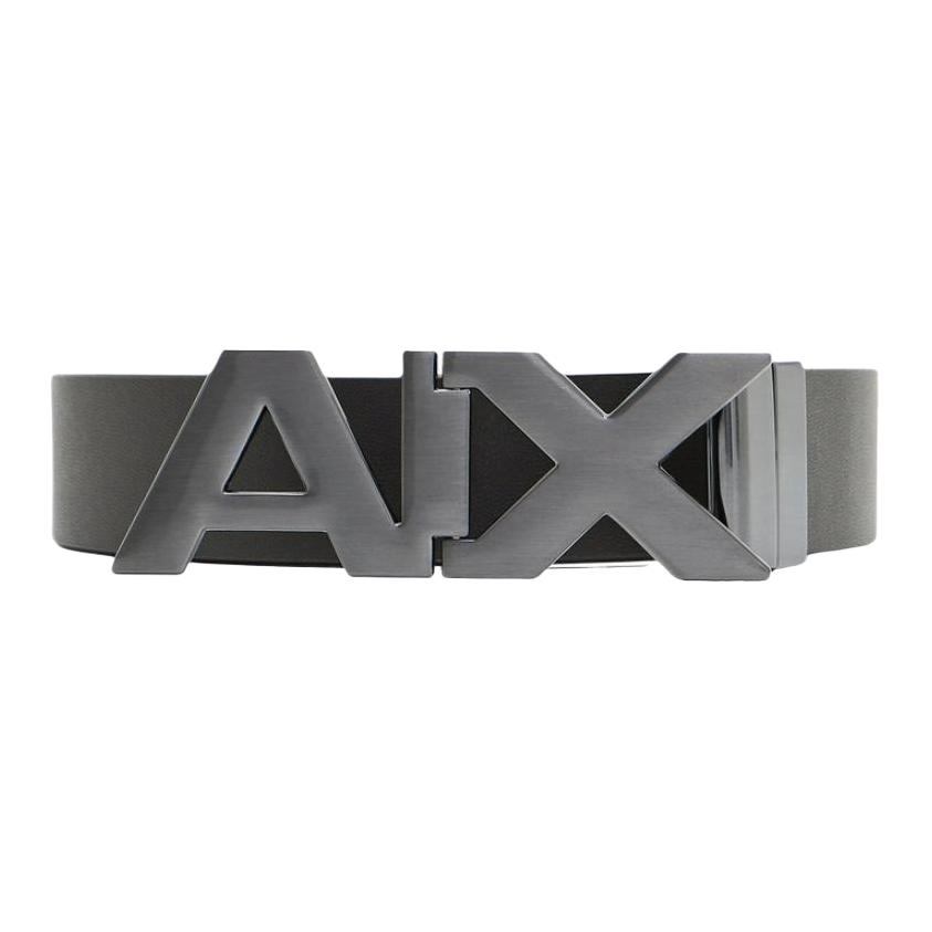 

ARMANI EXCHANGE Мужской ремень из спилка кожи с разделением цветов черный морской синий темный чайковый серый шириной 3 см, Black