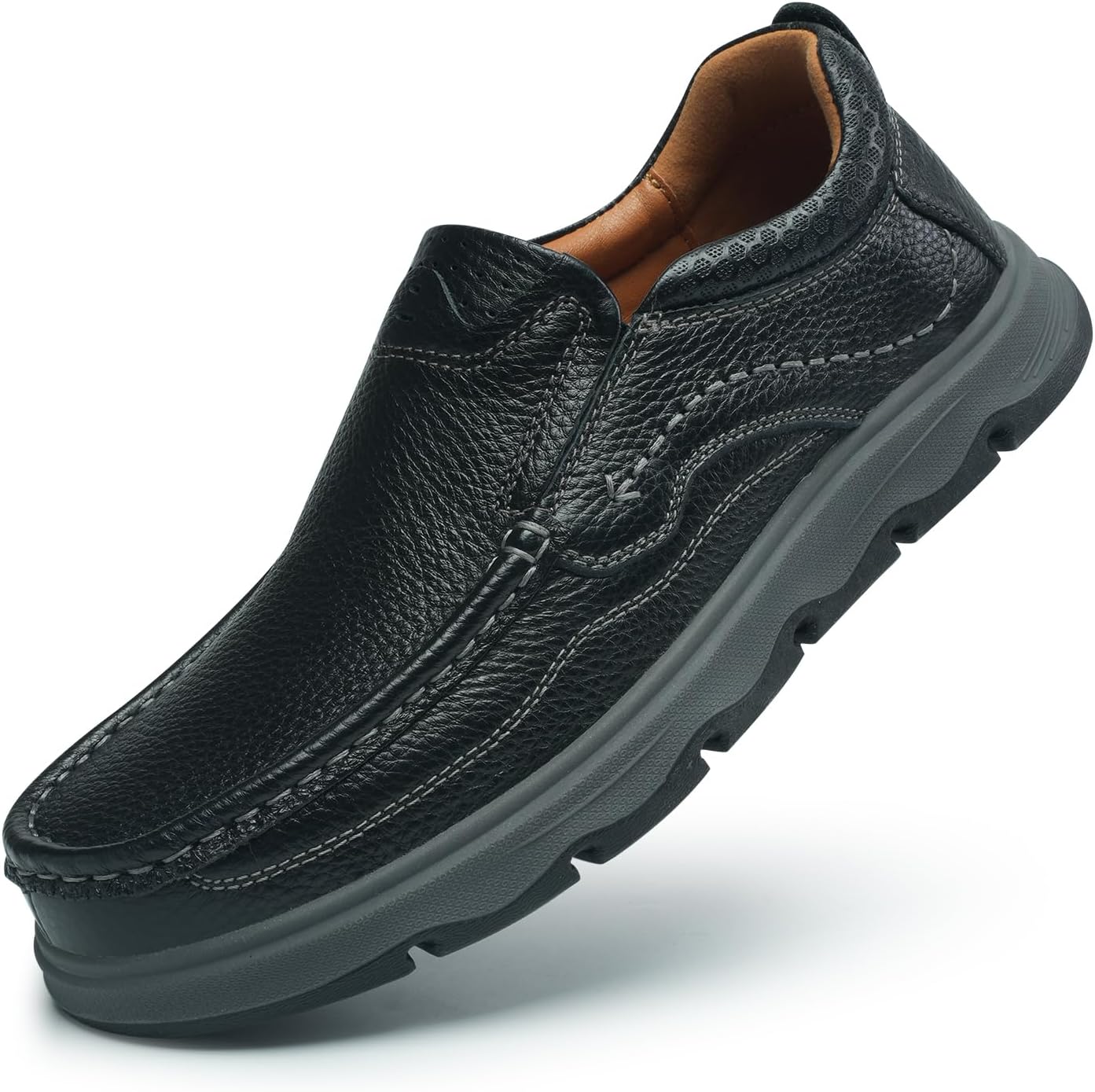 

Мужские слипоны повседневные лоферы Классические кожаные прогулочные и походные туфли для работы и офиса Удобная обувь Luodenglang, черный