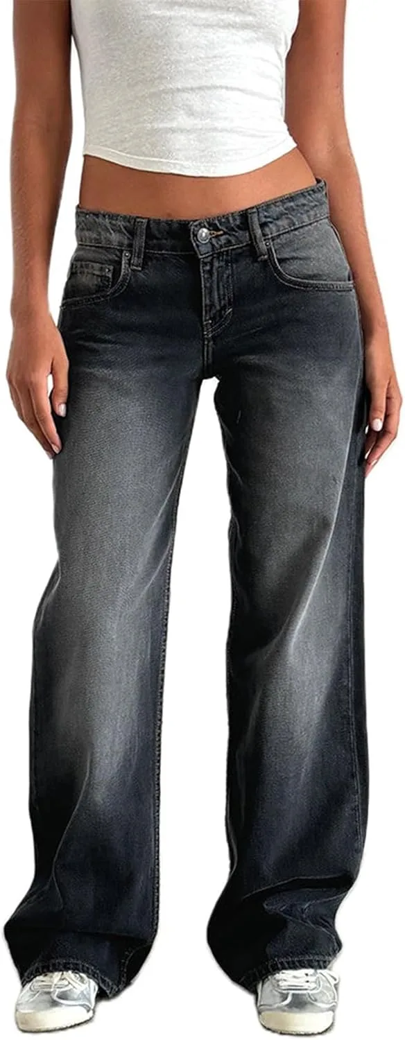 

Giraropa Women Y2k джинсы low rise прямые широкие