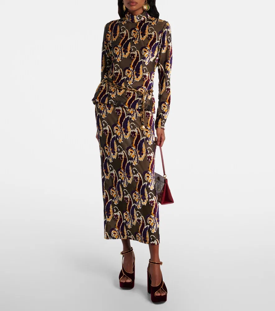 Юбка-карандаш с узором пейсли Etro, мультиколор — фото 2