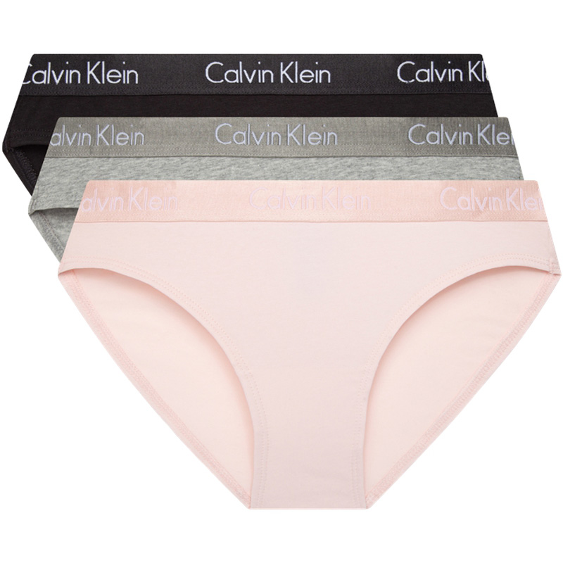 

CALVIN KLEIN Женские Трусы 3 Штуки, Q7Z-Космический Черный/Светло-Серый/Нежно-Розовый
