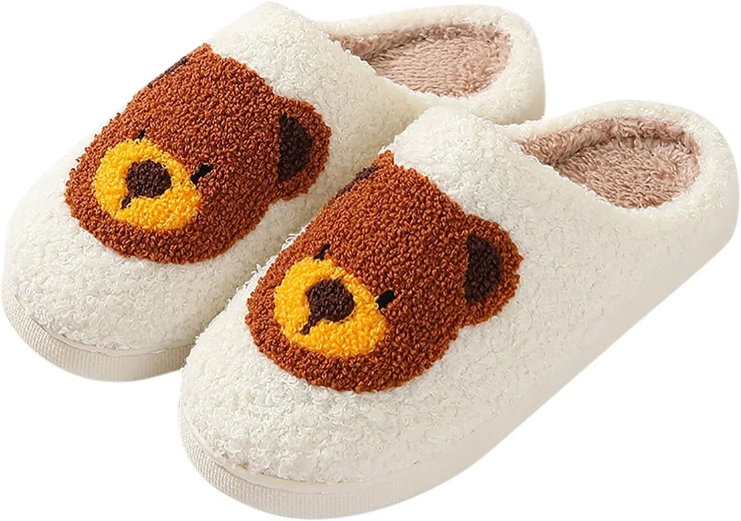 Hausschuhe Damen Warm - Süße Plüsch Furry Flauschige Домашние тапочки Warme Männer Aesthetic Lustig Hauspantoffeln Winter Offen Hausschlappen F SKFLABOOF, 012E White 3