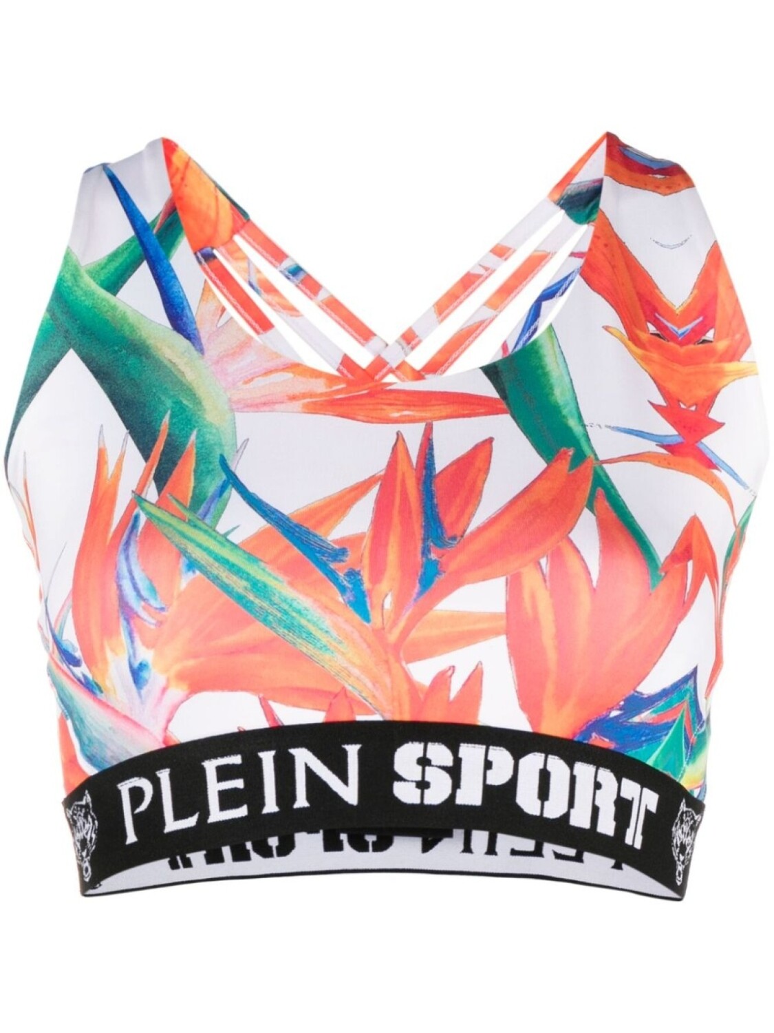 

Plein Sport спортивный бюстгальтер с принтом, белый