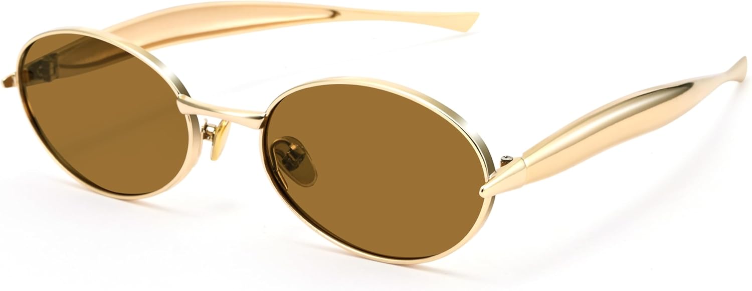 

Ретро овальные регулируемые солнцезащитные очки для женщин, модные дизайнерские солнцезащитные очки в стиле 90-х, золотистая оправа, солнцезащитные очки 2000-х Revemo, Re2127-t10103