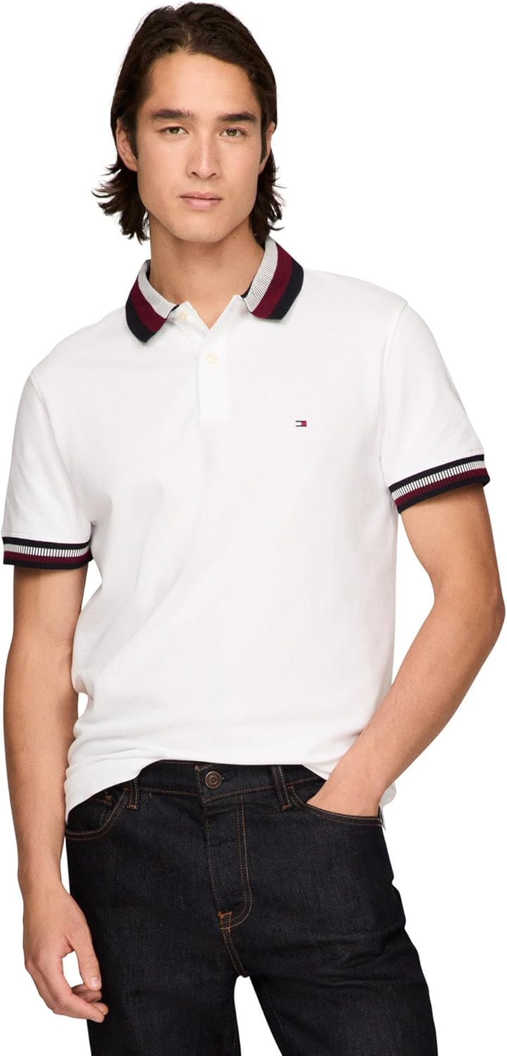 

Мужские повседневные рубашки-поло Tommy Hilfiger с коротким рукавом, классического кроя, с эластичными вставками и воротником, White, Белый, Мужские повседневные рубашки-поло Tommy Hilfiger с коротким рукавом, классического кроя, с эластичными вставками и