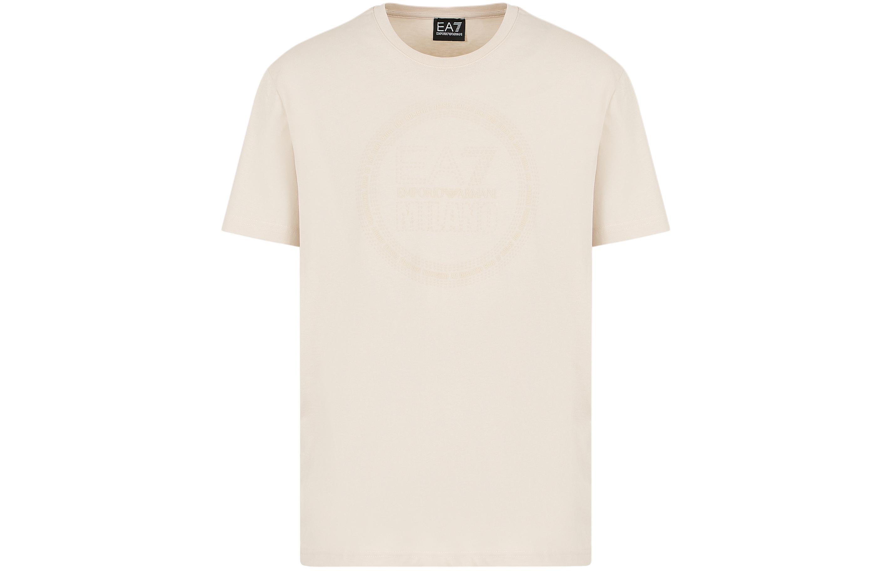 

Хлопковая футболка с принтом логотипа EMPORIO ARMANI, бежевый