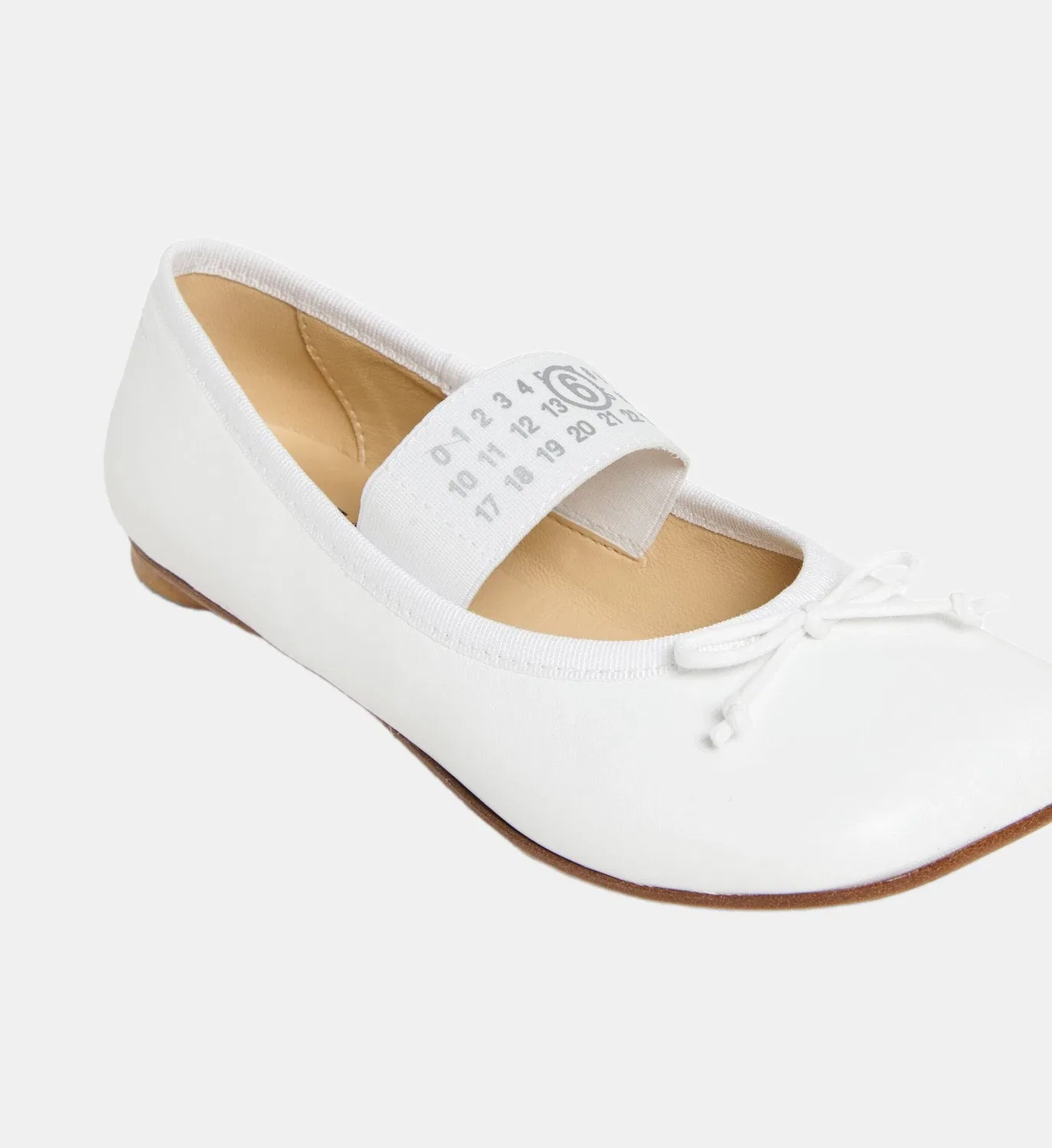 Кожаные балетки с логотипом Numeric Mm6 Maison Margiela, белый — фото 3