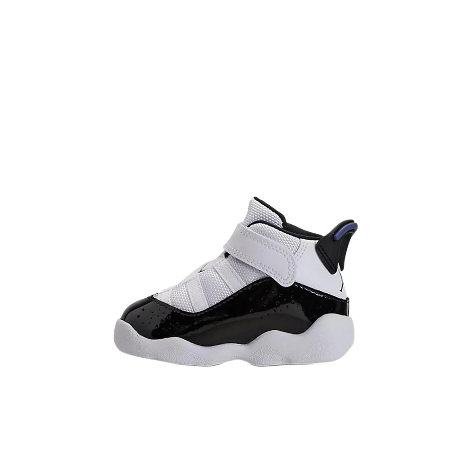 Jordan Кроссовки Air 6 Rings высокие для малышей, мягкие и удобные, нескользящие, устойчивые к истиранию, черно-белые
