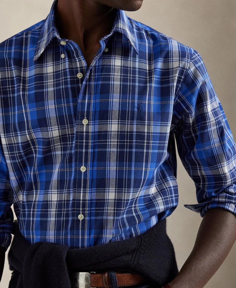 Мужская классическая клетчатая рубашка для активного отдыха Polo Ralph Lauren, синий мультиколор — фото 3