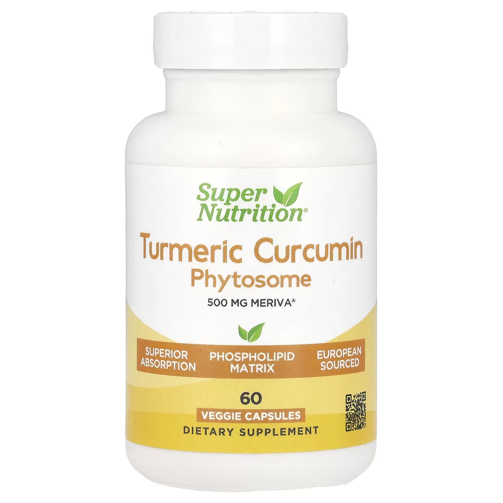 

Куркума Curcumin Phytosome Meriva, 500 мг, 60 растительных капсул Super Nutrition