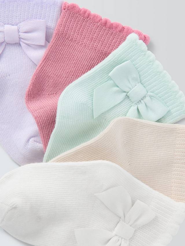 Детские носки из органического хлопка с риббоной John Lewis, Pack of 5, Multi — фото 2