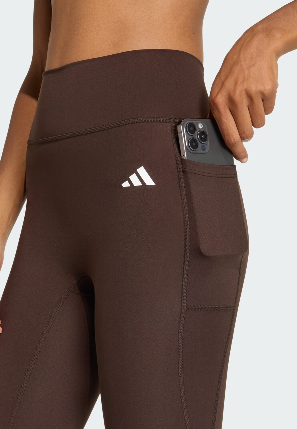 Adidas Performance Узкие спортивные штаны 'Optime Power Essentials' в темно-коричневом цвете — фото 4