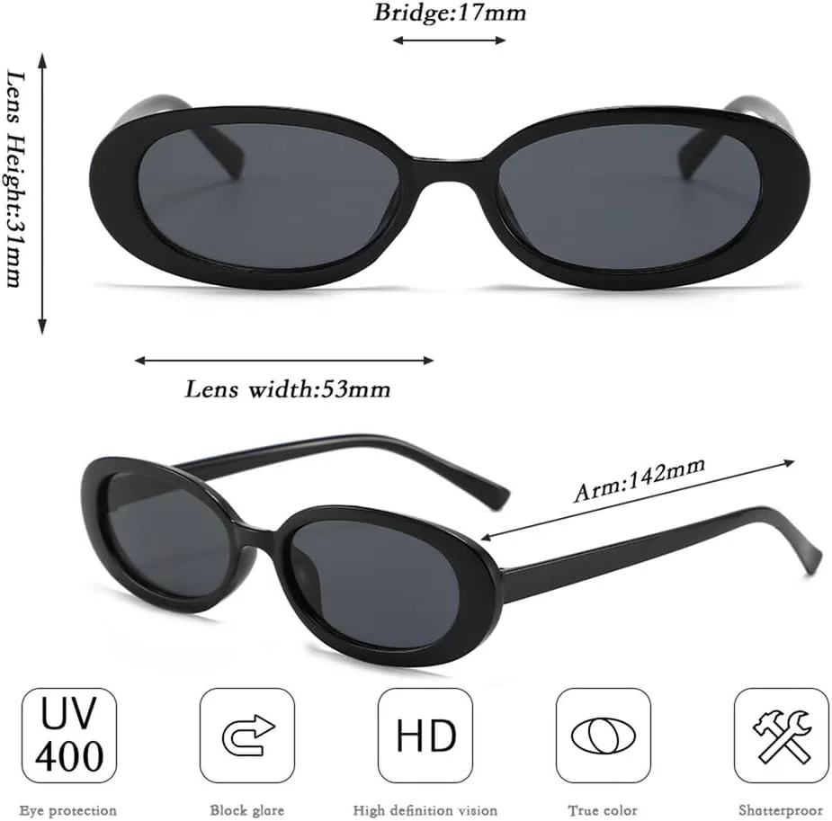 

Винтажные овальные солнцезащитные очки для женщин, маленькие овальные солнцезащитные очки в стиле ретро, ​​черные с красными линзами, женские очки-маска KTUCN, 6