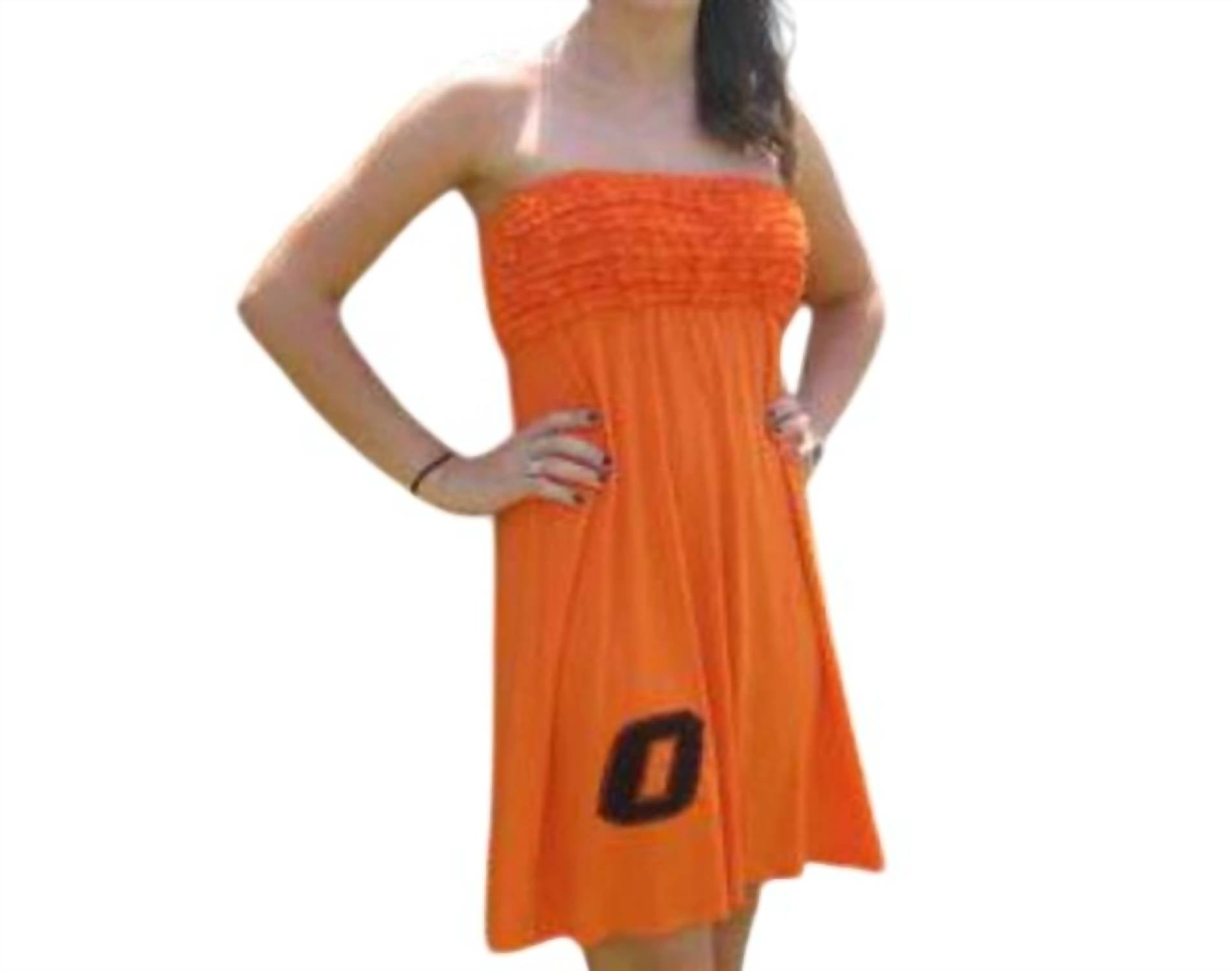 

LivyLu Платье с оборками и логотипом Университета штата Оклахома, оранжевого цвета