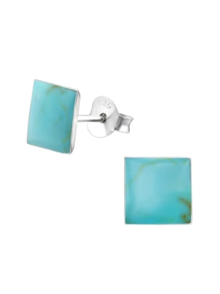 

Alexander York Квадратные серьги-гвоздики с жемчугом в форме ракушки, бирюзовые, серебро 925 пробы, комплект из 2 штук