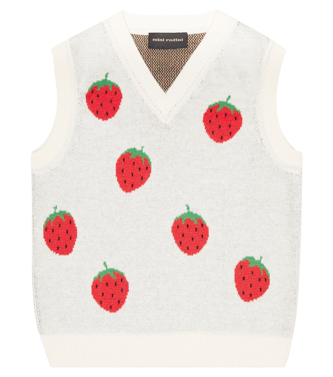 

Жилет из хлопкового жаккарда Strawberry Mini Rodini, белый