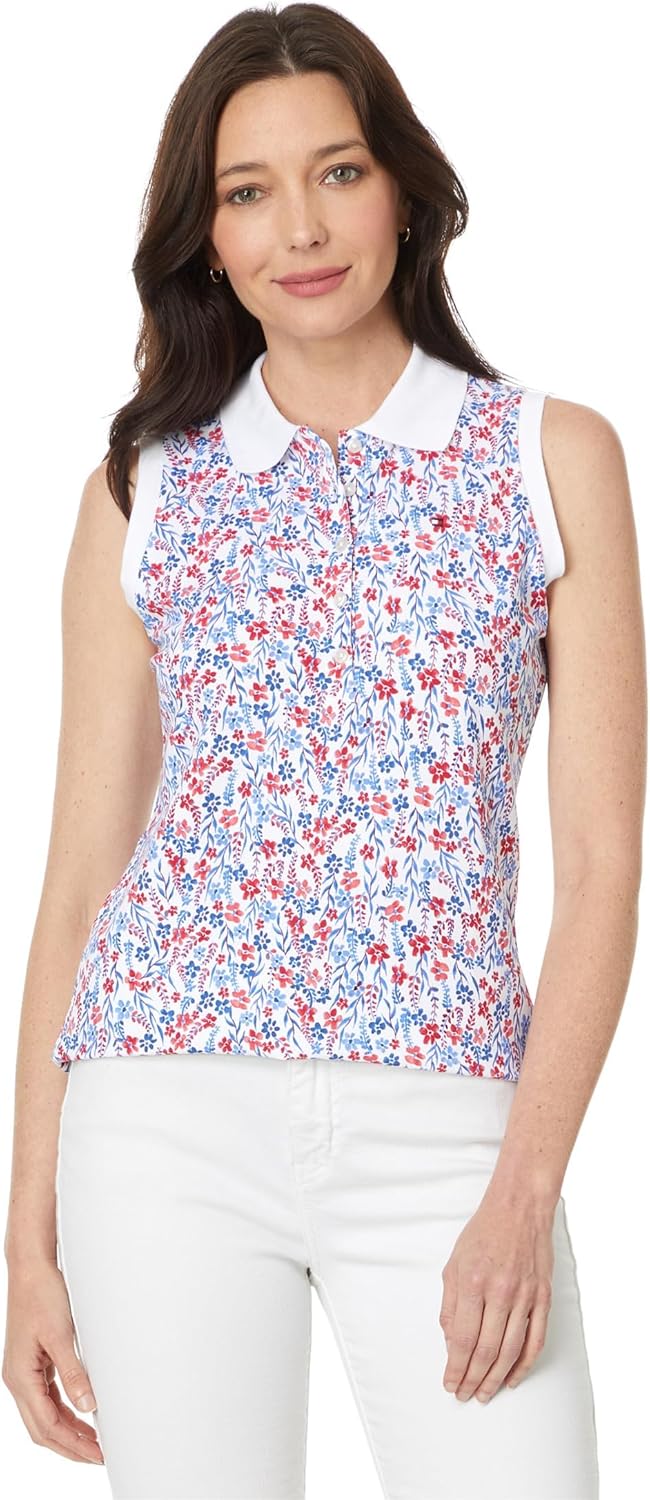 

Женская рубашка-поло без рукавов с цветочным принтом Tommy Hilfiger, White