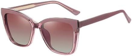 

HaoLMi - Солнцезащитные очки с клипсой, поляризованные, с защитой от УФ-излучения UV400, в оправе для женщин, из ацетата с леопардовым принтом, очки для вождения, Cameo Purple Frame